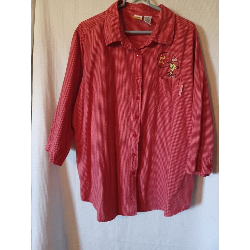 Vintage Looney Tunes Women's Tweety Bird L/S Button Up. 22/24. Plussized.